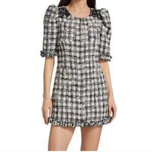 LoveshackFancy Hermosa Plaid Tweed Mini Dress